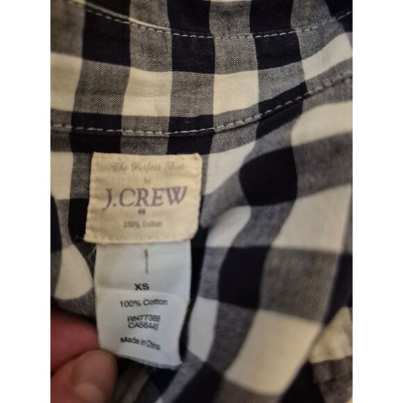 J. CREW Gingham Button Down Shirt Cotton Shirt Navy White Sz XS - Picture 9 of 9